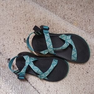 Chaco Teal and White Sandals